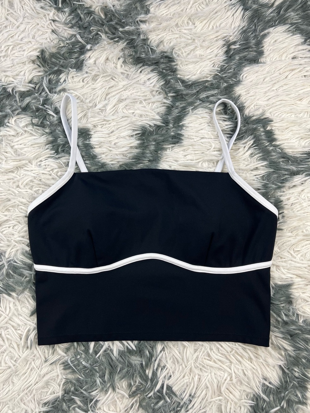 JoyLab Women’s Black White Bralette Swim Top Adjustable Straps Size M